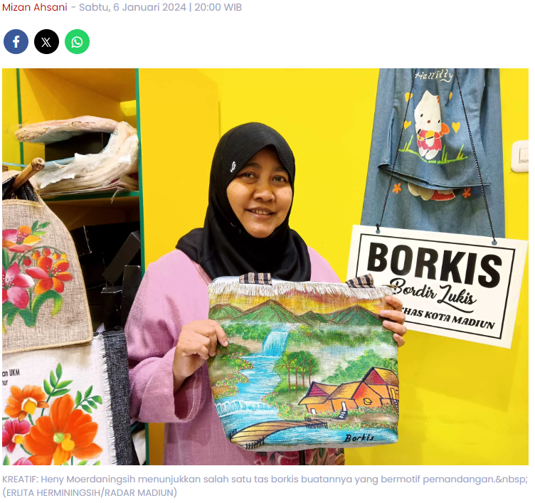 Belajar Bordir Lukis dari Youtube, Kreasi Emak-Emak Madiun Ini Dipesan istri Wapres Ma'ruf Amin