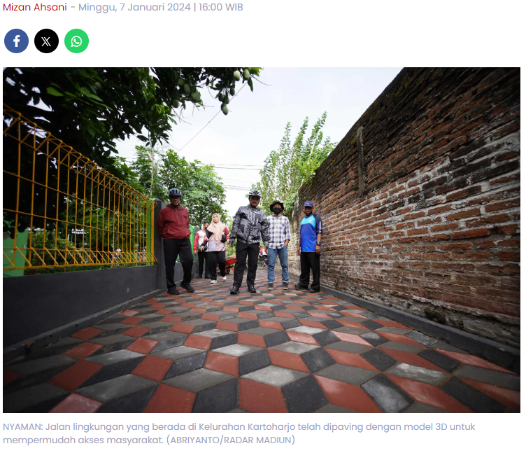 Jalan Lingkungan di Kota Madiun Dipasang Paving, Beri Kenyamanan dan Tambah Estetika