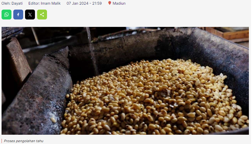 Harga Kedelai Tinggi, Produsen Tahu Merugi