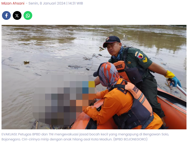 Selamat Jalan Maulida, Anak yang Hilang di Josenan Kota Madiun Ditemukan di Bojonegoro