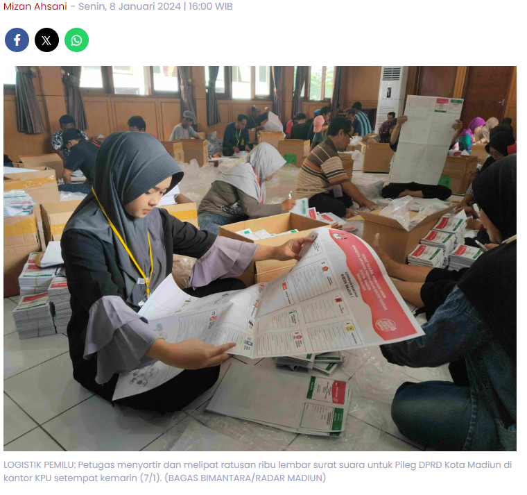 Sortir–Lipat 161.131 Surat Suara, Warga Kota Madiun Dibayar Rp 275 Per Lembar