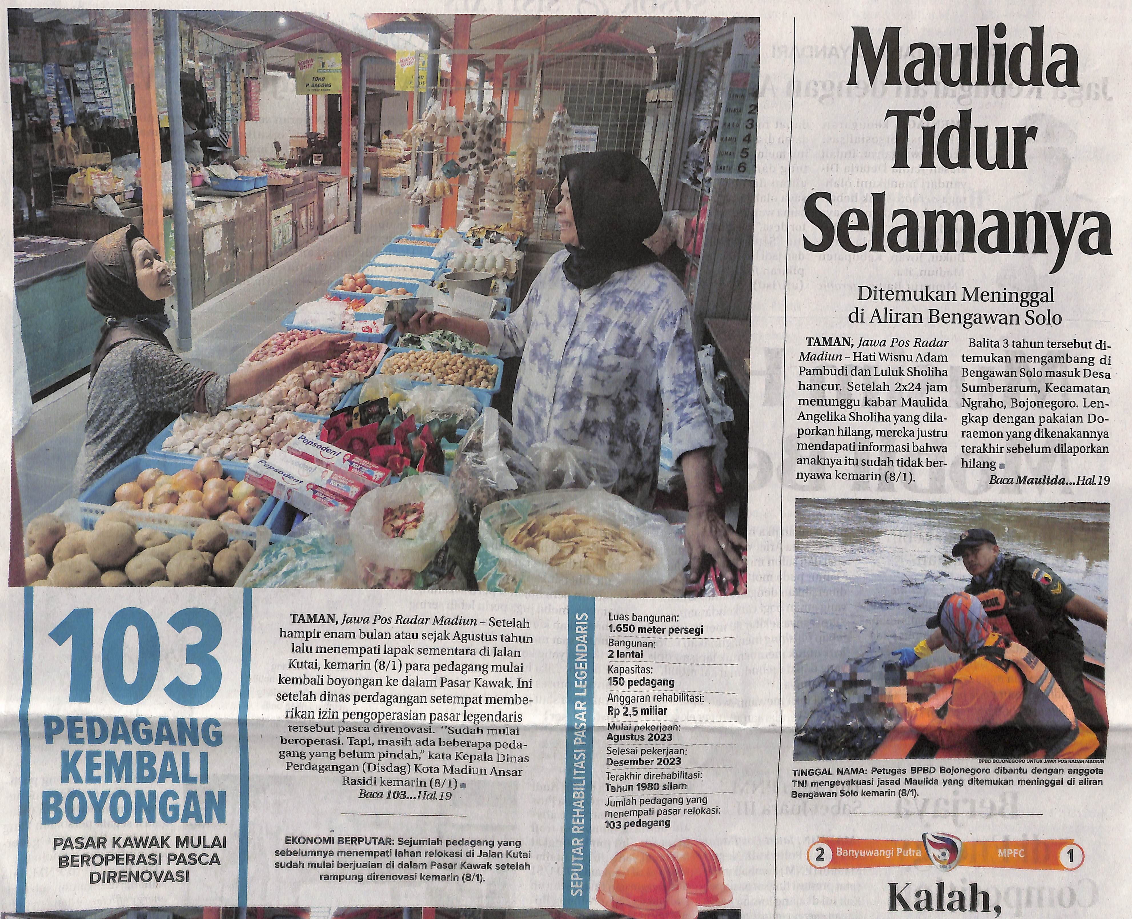 103 Pedagang Kembali Boyongan, Pasar Kawak Mulai Beroperasi Pasca Direnovasi