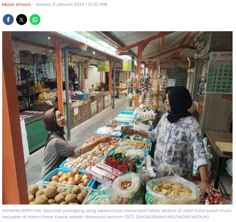 Pasar Kawak Kota Madiun Mulai Beroperasi setelah Direnovasi, 103 Pedagang Boyongan Kembali