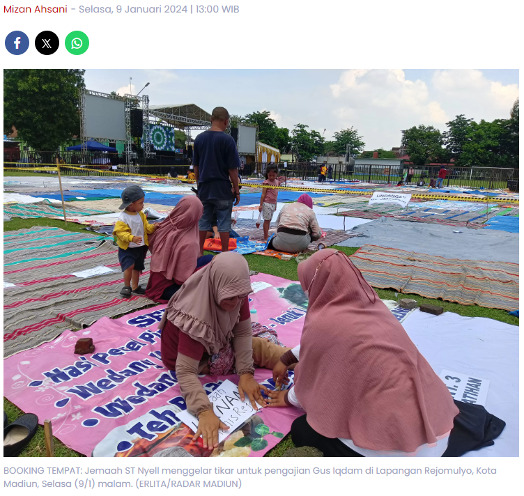 Totalitas ST Nyell Kota Madiun, Gelar Tikar sejak Pagi demi Ngaji Bareng Gus Iqdam