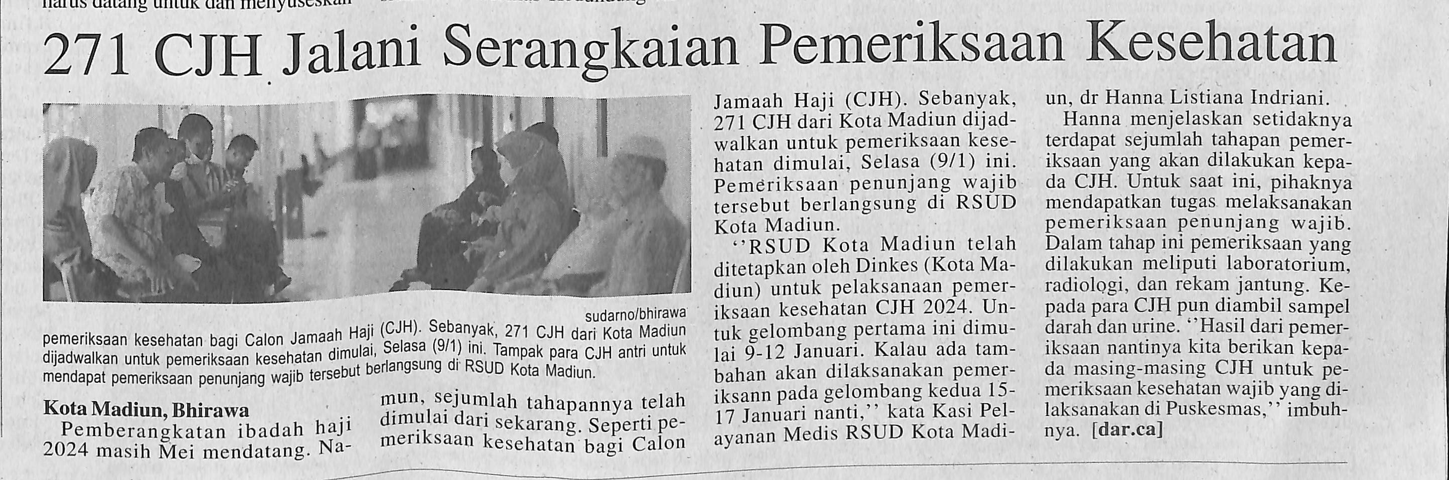 271 CJH Jalani Serangkaian Pemeriksaan Kesehatan