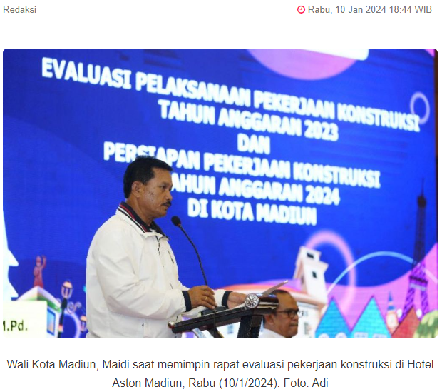 Wali Kota Madiun Evaluasi Pekerjaan Konstruksi, Ini Hasilnya