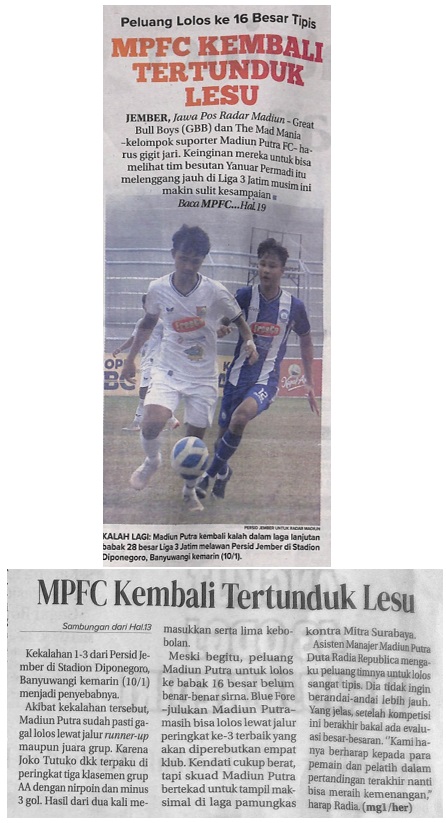 Peluang Lolos ke 16 Besar Tipis, MPFC Kembali Tertunduk Lesu