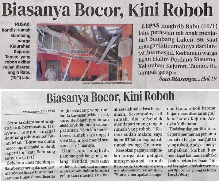 Biasanya Bocor, Kini Roboh