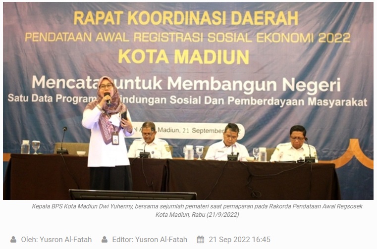 Menuju Satu Data, BPS Kota Madiun Gelar Rakorda Regsosek 2022