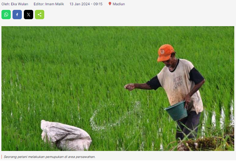 Petani Kota Madiun Keluhkan Alokasi Pupuk Subsidi Berkurang