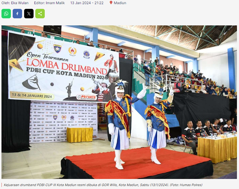 Kejuaraan Drumband PDBI CUP III Kota Madiun Dimulai