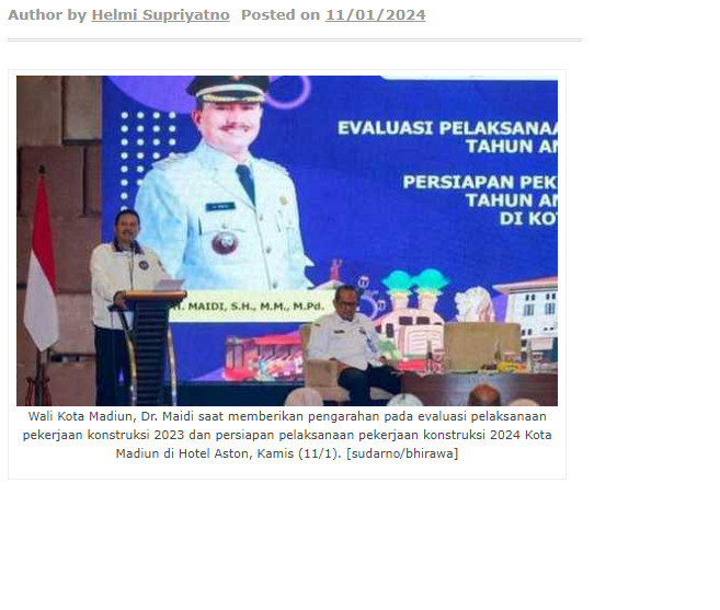 Evaluasi Pekerjaan Fisik 2023, Wali Kota Madiun Apresiasi Pihak Ketiga