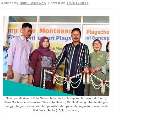 Wali Kota Madiun Resmikan Sunny Glow Montessori School