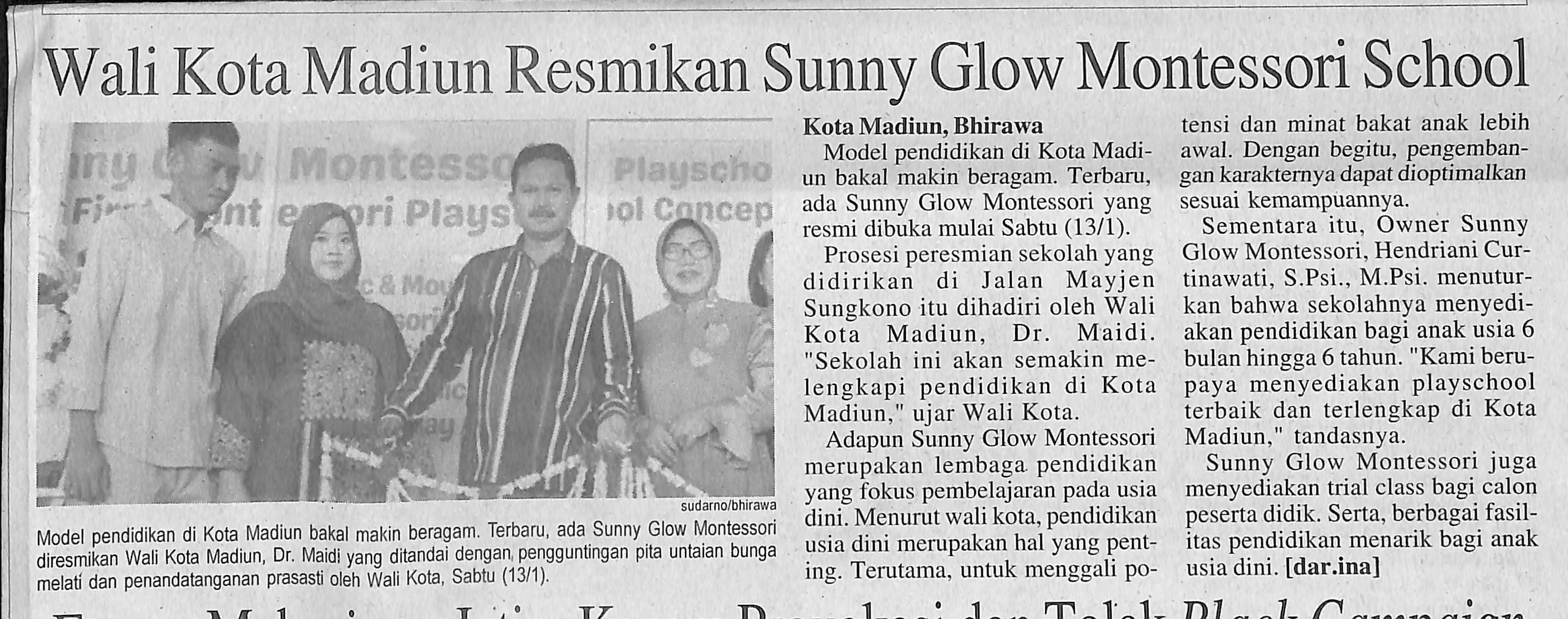 Wali Kota Madiun Resmikan Sunny Glow Montessori School