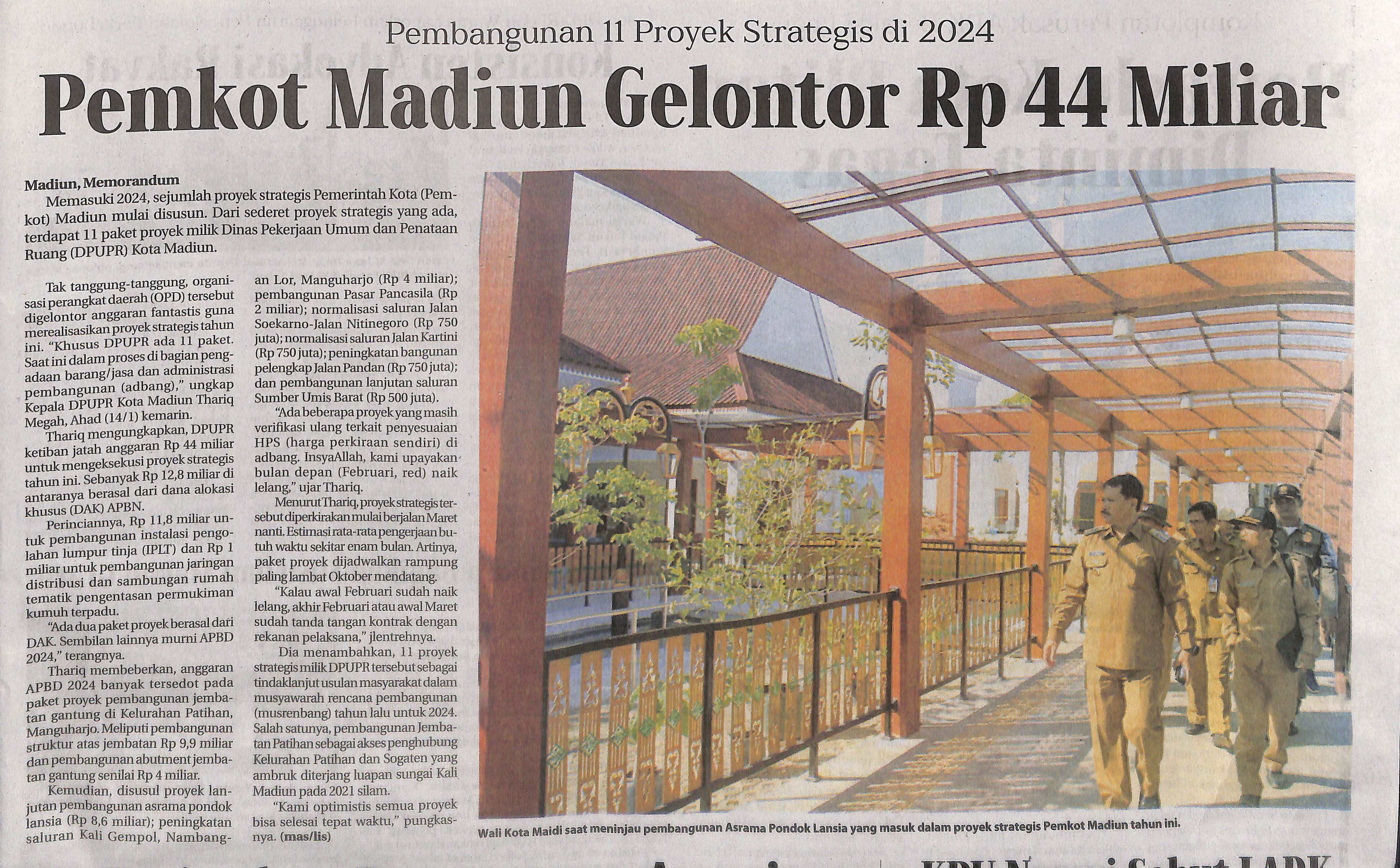 Pemkot Madiun Gelontor Rp 44 Miliar