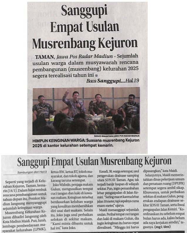 Sanggupi Empat Usulan Musrenbang Kejuron