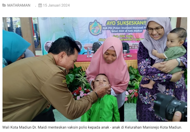 Antisipasi Polio, Wali Kota Madiun Launching Sub PIN Polio Serentak di Kota Madiun