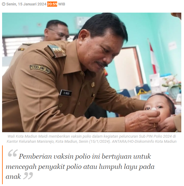 18 ribu anak di Kota Madiun dapat vaksin polio