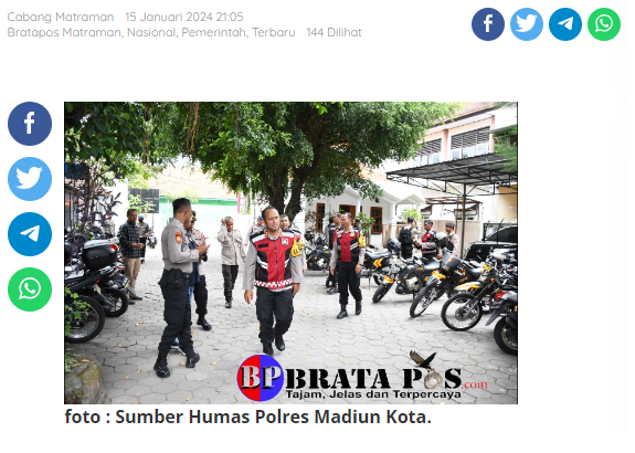 Kapolres Didampingi PJU Patroli Sepeda motor, Pastikan Situasi Kota Madiun Kondusif Jelang Pemilu 2024