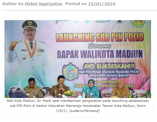 18 Ribu Anak di Kota Madiun Jadi Sasaran Vaksinasi Polio