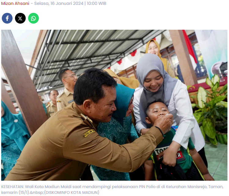 Lindungi Tumbuh Kembang Anak di Kota Madiun, Pemkot Gencarkan Imunisasi Polio