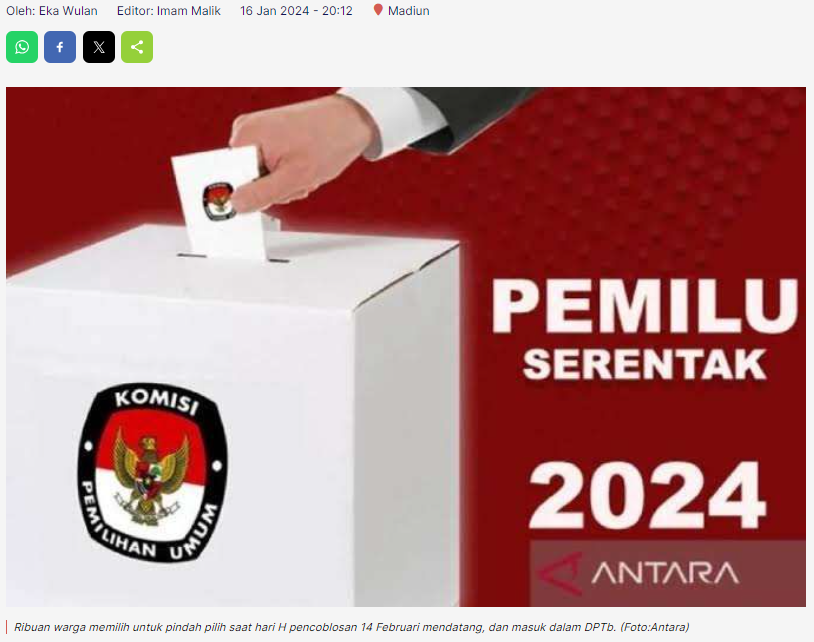 Pemilu, Ribuan Warga Pindah Pilih ke Kota Madiun