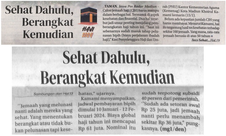 Sehat Dahulu, Berangkat Kemudian