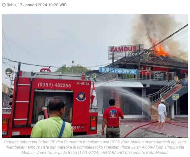 Tempat karaoke di Kota Madiun terbakar