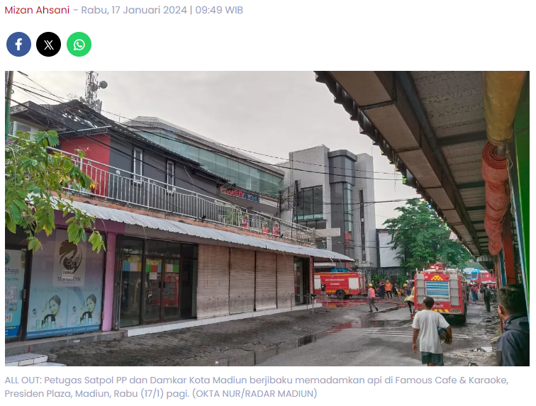 Kebakaran di Famous Cafe Presiden Plaza Madiun, Petugas Beberkan Penyebab Api Membesar dari Room Karaoke
