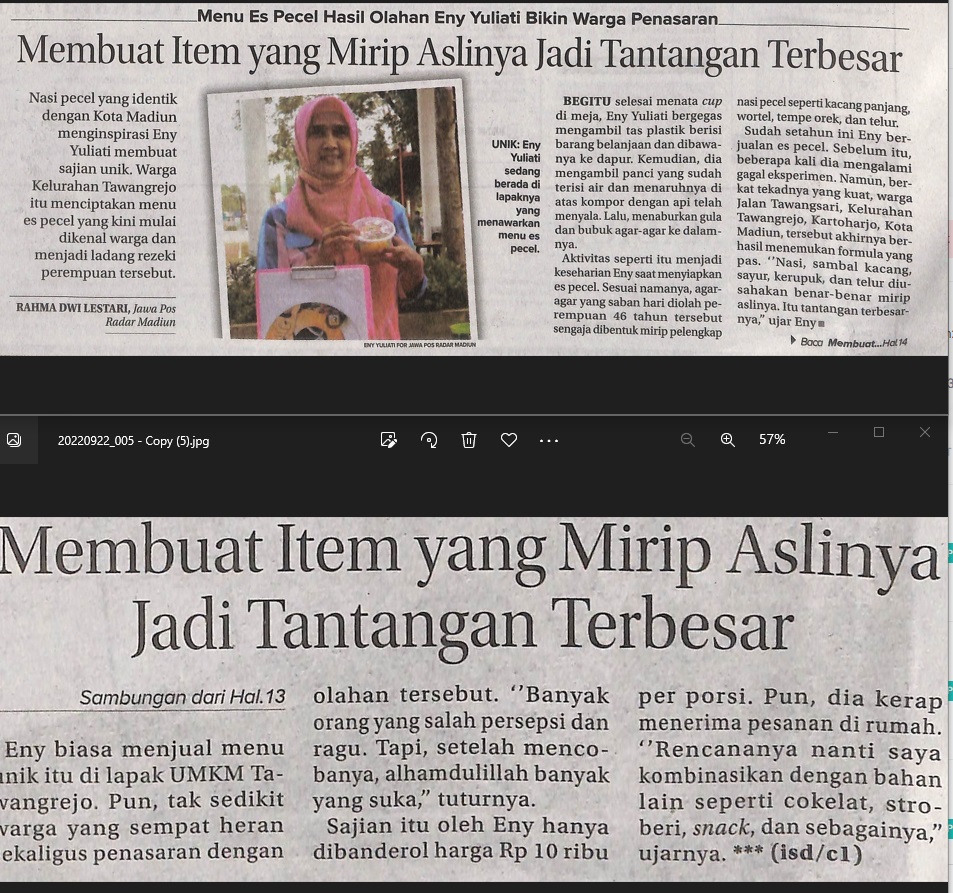 Menu Es Pecel Hasil Olahan Eny Yuliati Bikin Warga Penasaran, Membuat Item yang Mirip Aslinya Jadi Tantangan Terbesar