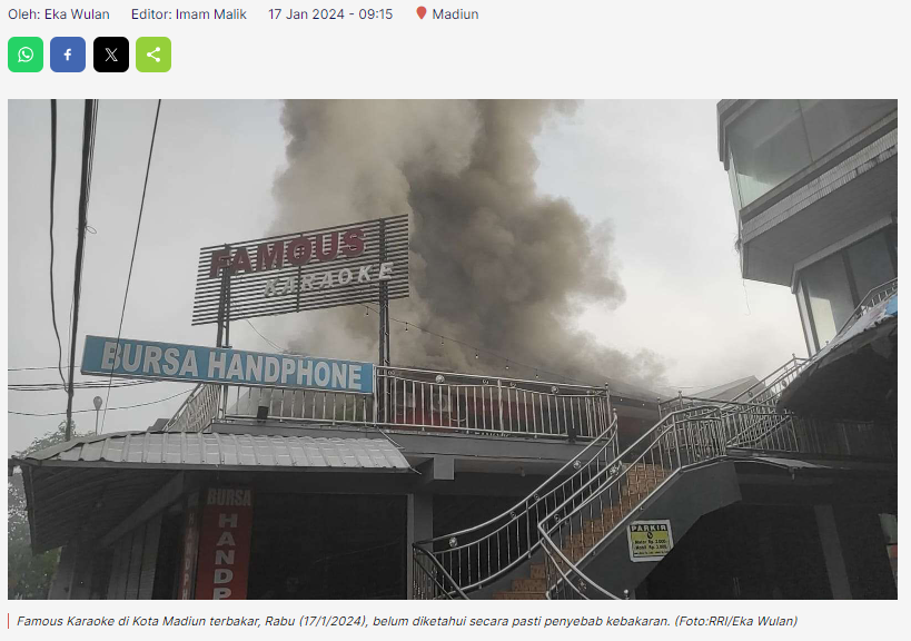 Famous Karaoke Kota Madiun Terbakar