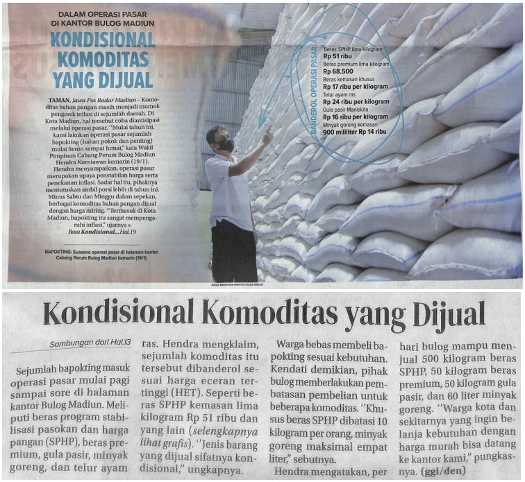 Dalam Operasi Pasar di Kantor Bulog Madiun, Kondisional Komoditas yang Dijual
