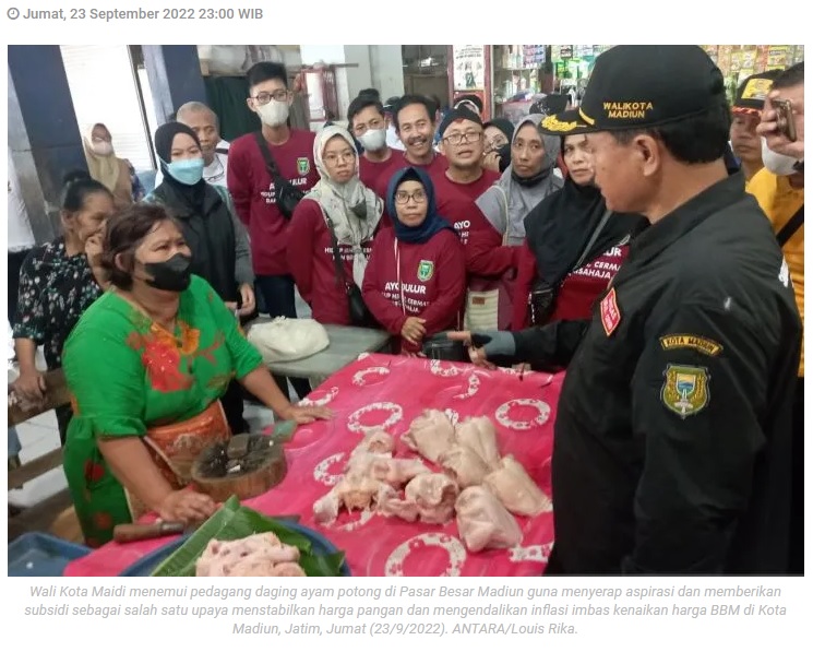 Pemkot Madiun beri subsidi ke pedagang pasar tekan inflasi