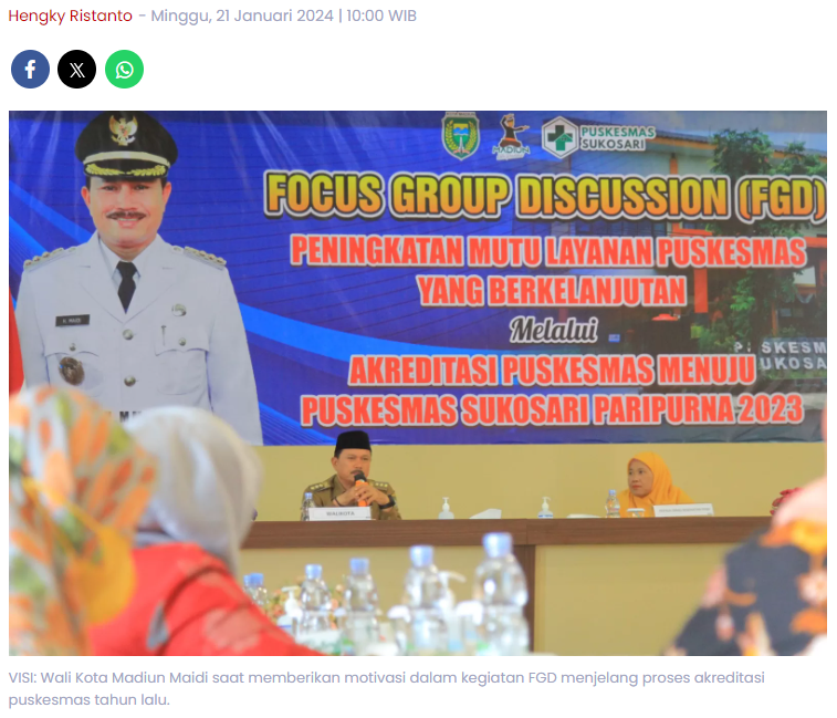 Enam Puskesmas di Kota Madiun Terakreditasi Paripurna, Wali Kota Maidi: Pelayanan Prima dan Merata untuk Masyarakat