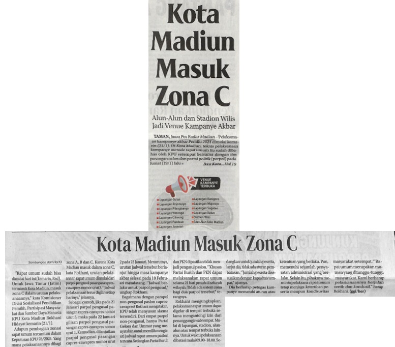 Kota Madiun Masuk Zona C, Alun-alun dan Stadion Wilis Jadi Venue Kampanya Akbar