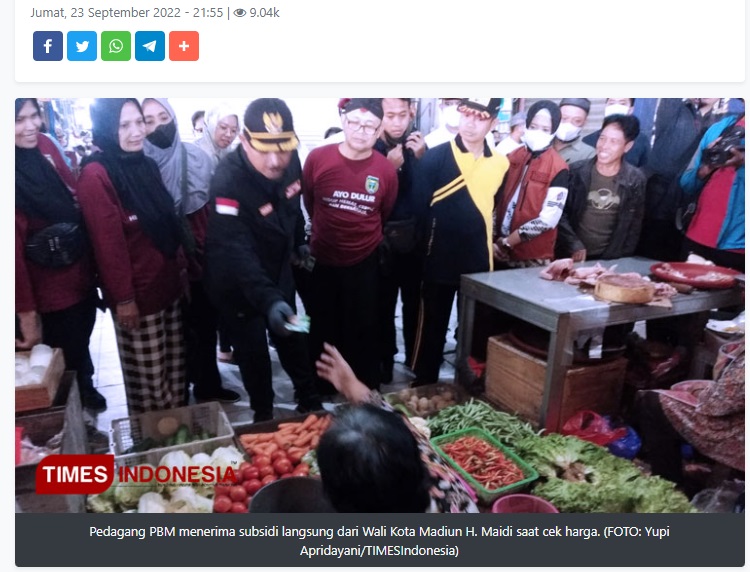 Subsidi Langsung Sembako, Jurus Andalan Wali Kota Madiun Kendalikan Inflasi