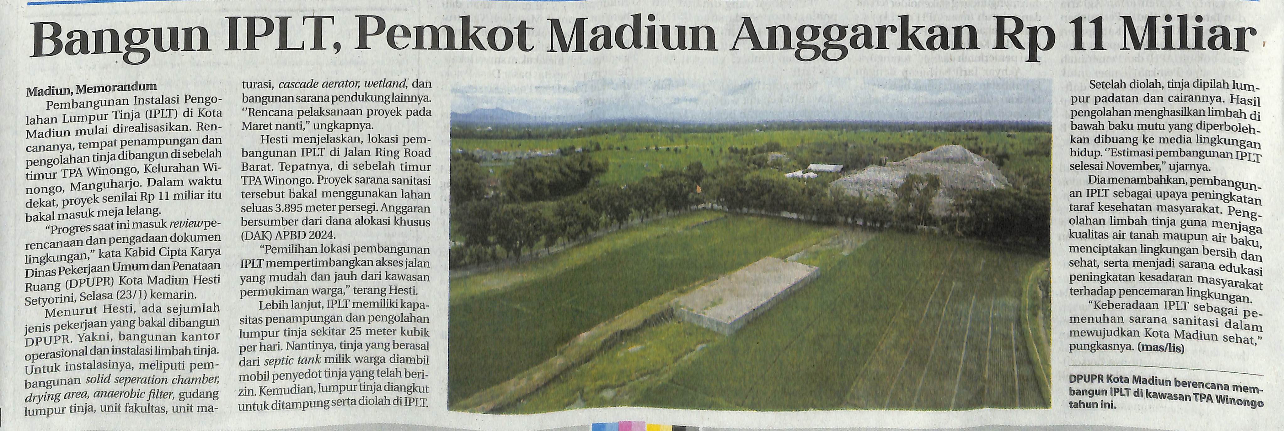Bangun IPLT, Pemkot Madiun Anggarkan Rp 11 Miliar