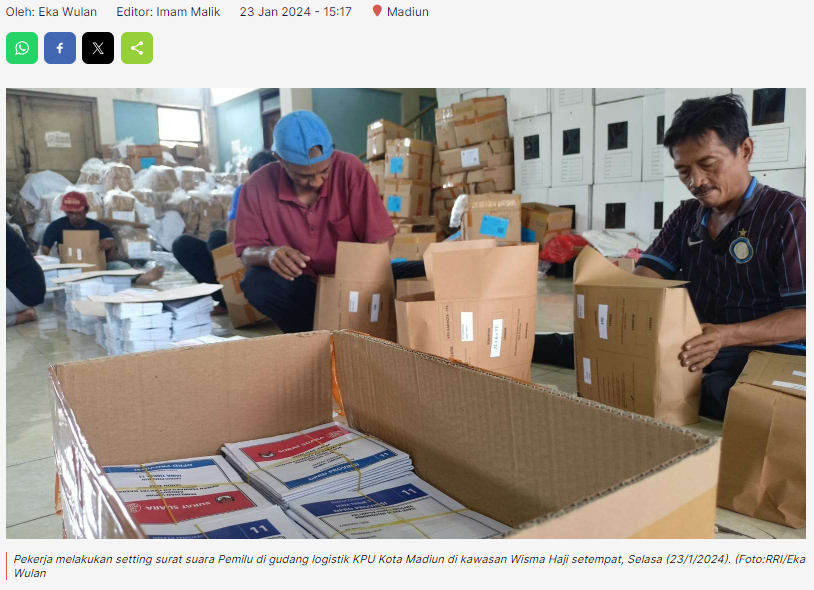 KPU Kota Madiun Lakukan Setting Surat Suara Pemilu