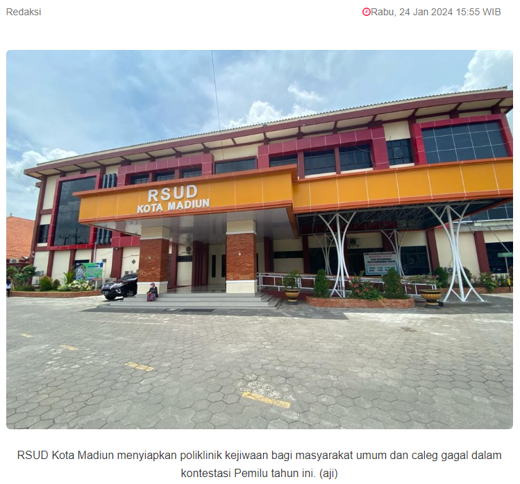 Tampung Caleg Depresi, RSUD Kota Madiun Buka Poliklinik Jiwa