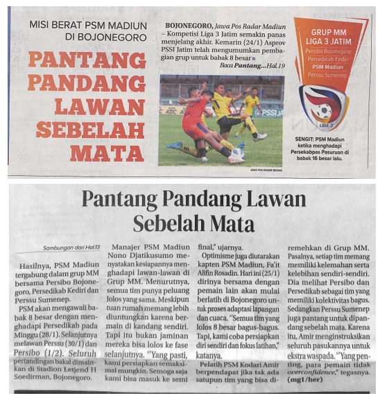 Misi Berat PSM Madiun di Bojonegoro, Pantang Pandang Lawan Sebelah Mata