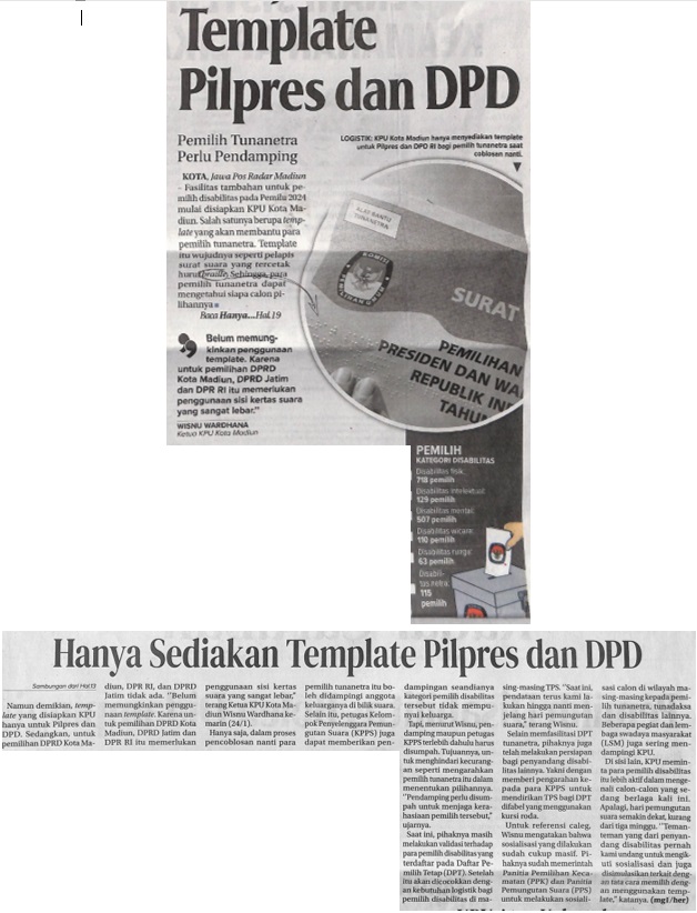Template Pilpres dan DPD, Pemilih Tunatera Perlu Pendamping