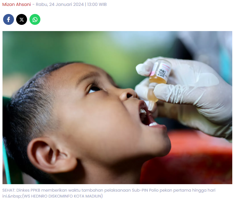 19.986 Anak Kota Madiun Dapat Imunisasi Polio, Dinkes: yang Belum Ikut Didata Ulang