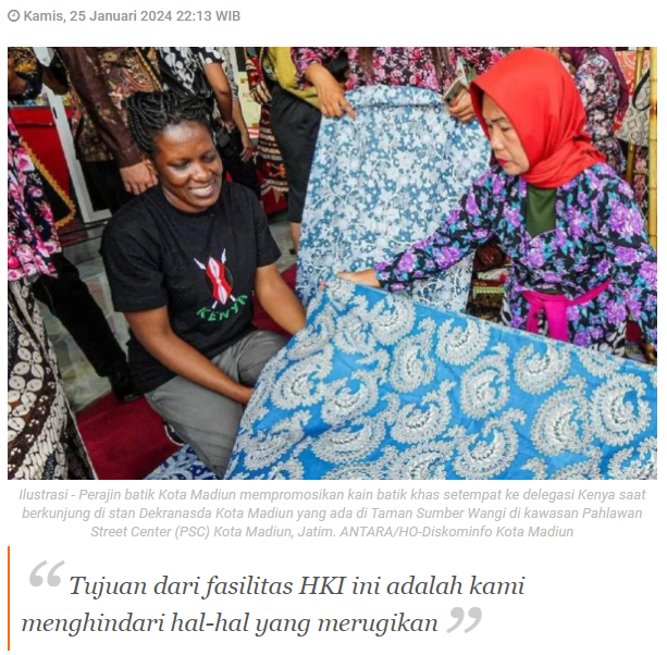 Pemkot Madiun fasilitasi pendaftaran merek dagang perajin batik
