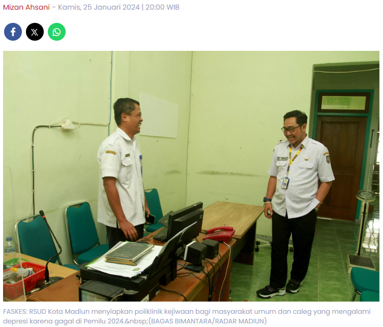 Tampung Caleg Depresi, RSUD Kota Madiun Siapkan Poliklinik Kejiwaan