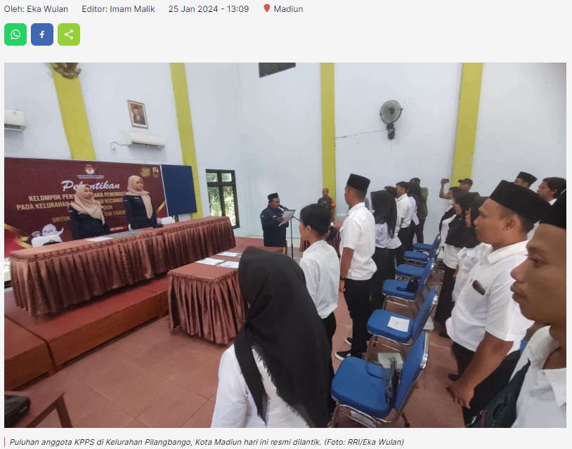 Ribuan KPPS Kota Madiun Hari Ini Resmi Dilantik