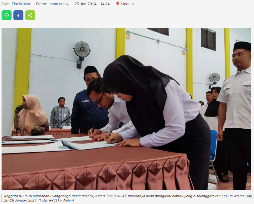 KPU Kota Madiun segera Memberikan Bimtek Anggota KPPS