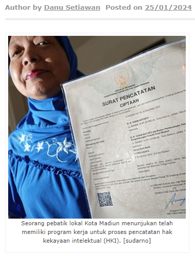 Lindungi Karya Pebatik Lokal, Pemkot Madiun Fasilitasi Pendaftaran HKI