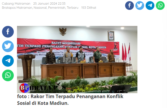 Sinergitas Tim Terpadu, Penanganan Konflik Sosial di Kota Madiun