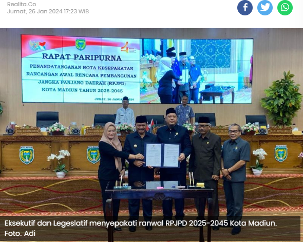 Pemkot Madiun dan DPRD Sepakati Renwal RPJPD Menuju Generasi Emas 2045