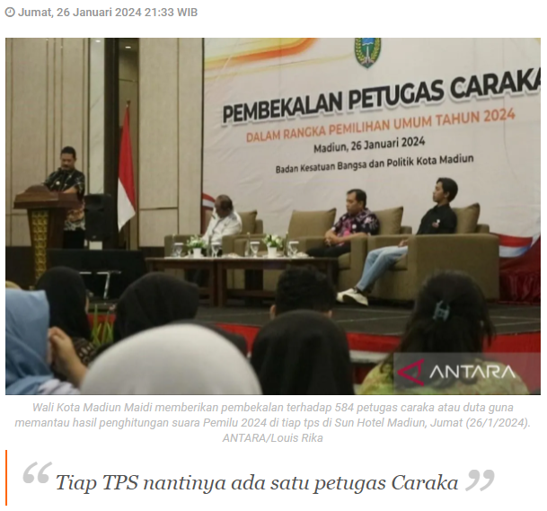 Pemkot Madiun bentuk 584 petugas Caraka pantau hasil Pemilu